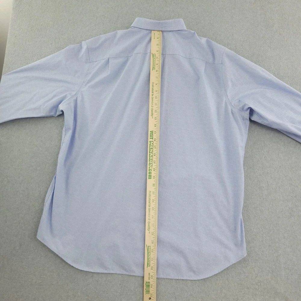 Banana Republic Dress Shirt Mens 18.5 36/37 Blue Geometric Classic Fit Non Iron
